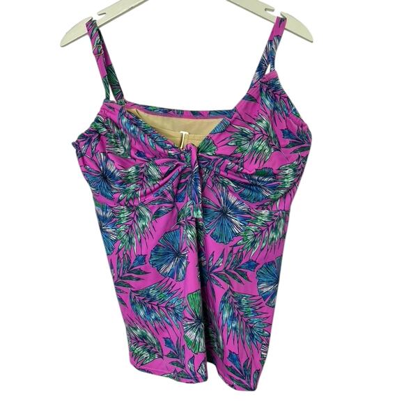 Swimsuits for All Orchid Bloom Tie Front Underwire Tankini Swimsuit Top Size 22 - Picture 1 of 7